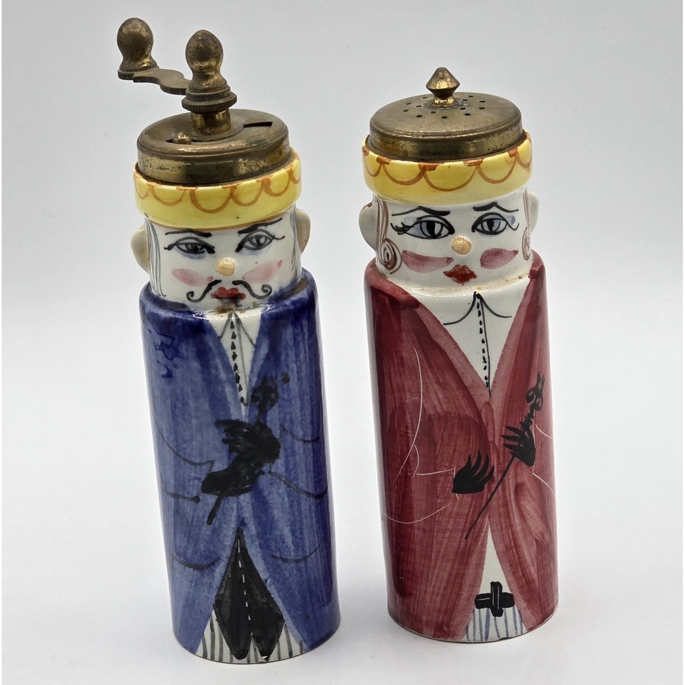 Vtg‎ Mcm Italian Ceramic Figural Queen Peppermill Temperata Macina Salt Shaker